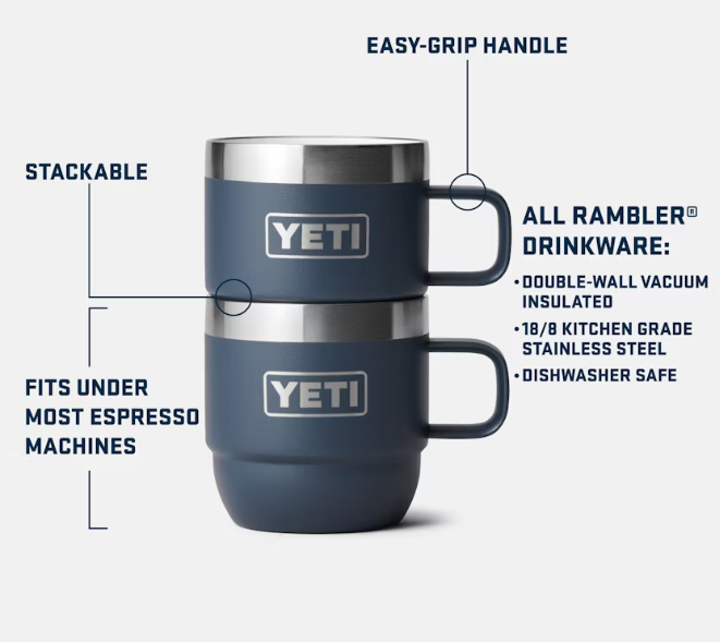 【YETI】ランブラー 6オンス スタッカブルマグ(2個セット)