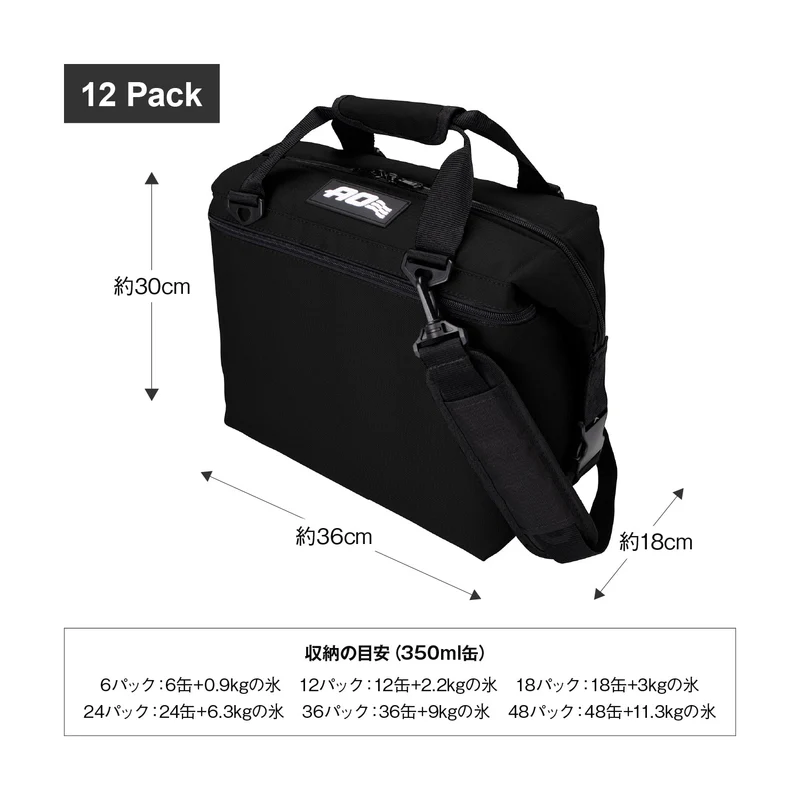 【AO Coolers】 12パック キャンバス ソフトクーラー ブラック
