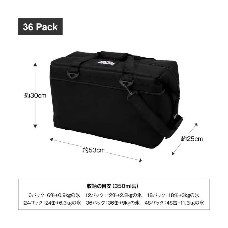 【AO Coolers】 12パック キャンバス ソフトクーラー ブラック