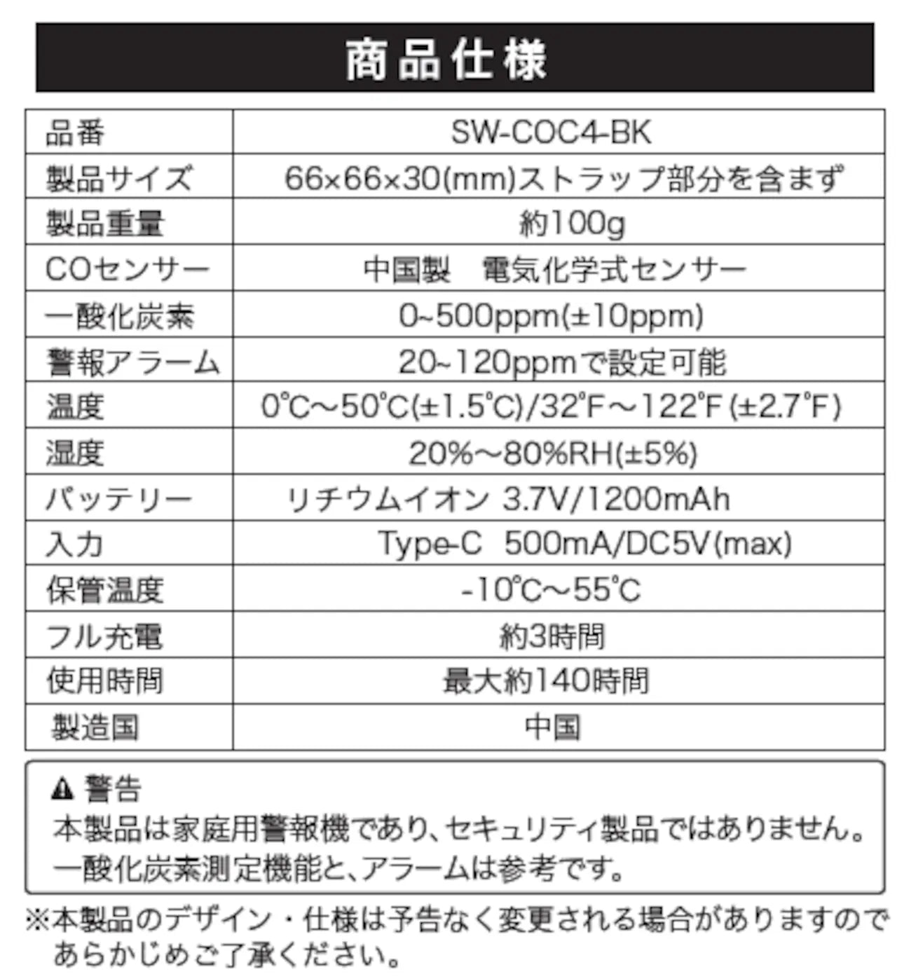 【沢田テント】一酸化炭素チェッカー