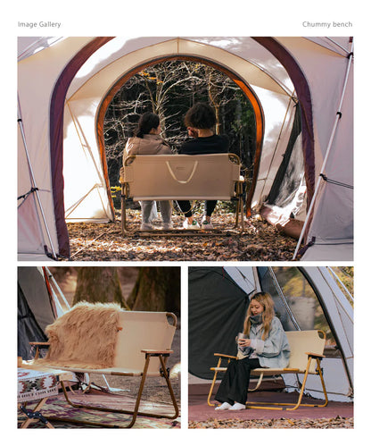 【S'more】 chummy bench チャミーベンチ 木調アルミの2人掛けベンチ